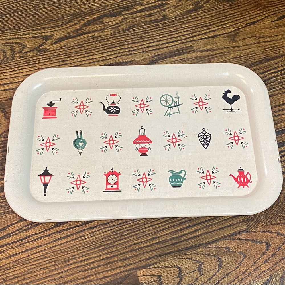 Mid-Century Metal Tea Tray 🐓🫖☕️
